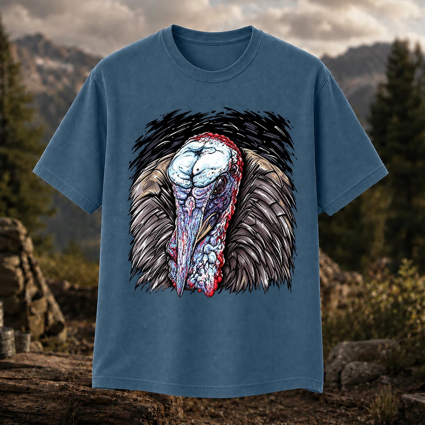 Turkey Portrait T-Shirt, Detailed Turkey Hunting Tee