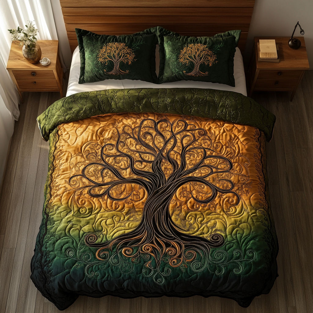 Infinite Branches 3-Piece Quilted Bedding Set - Single (59" x 70")