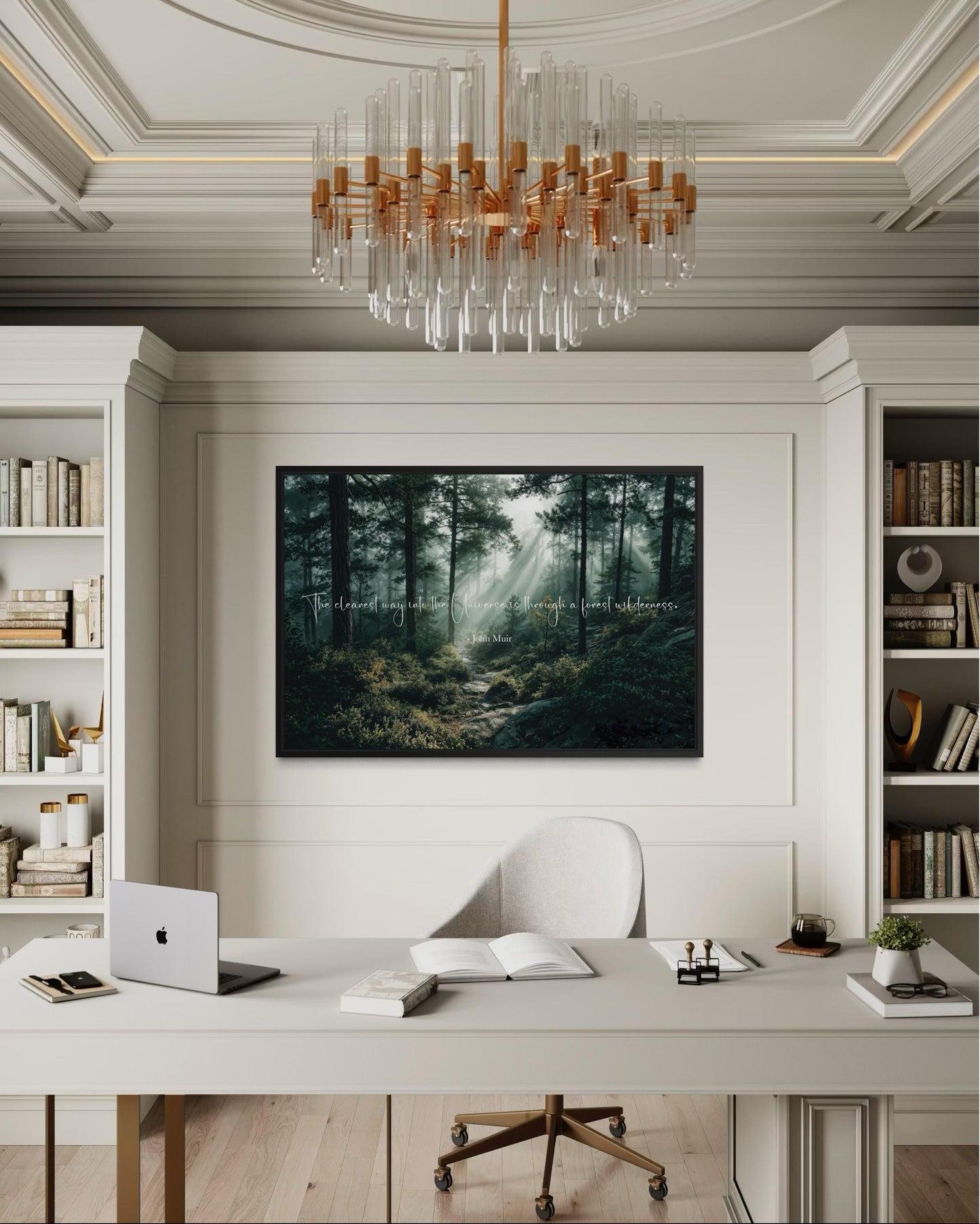 Inspirational John Muir Quote Canvas with Forest Wilderness Wall Art