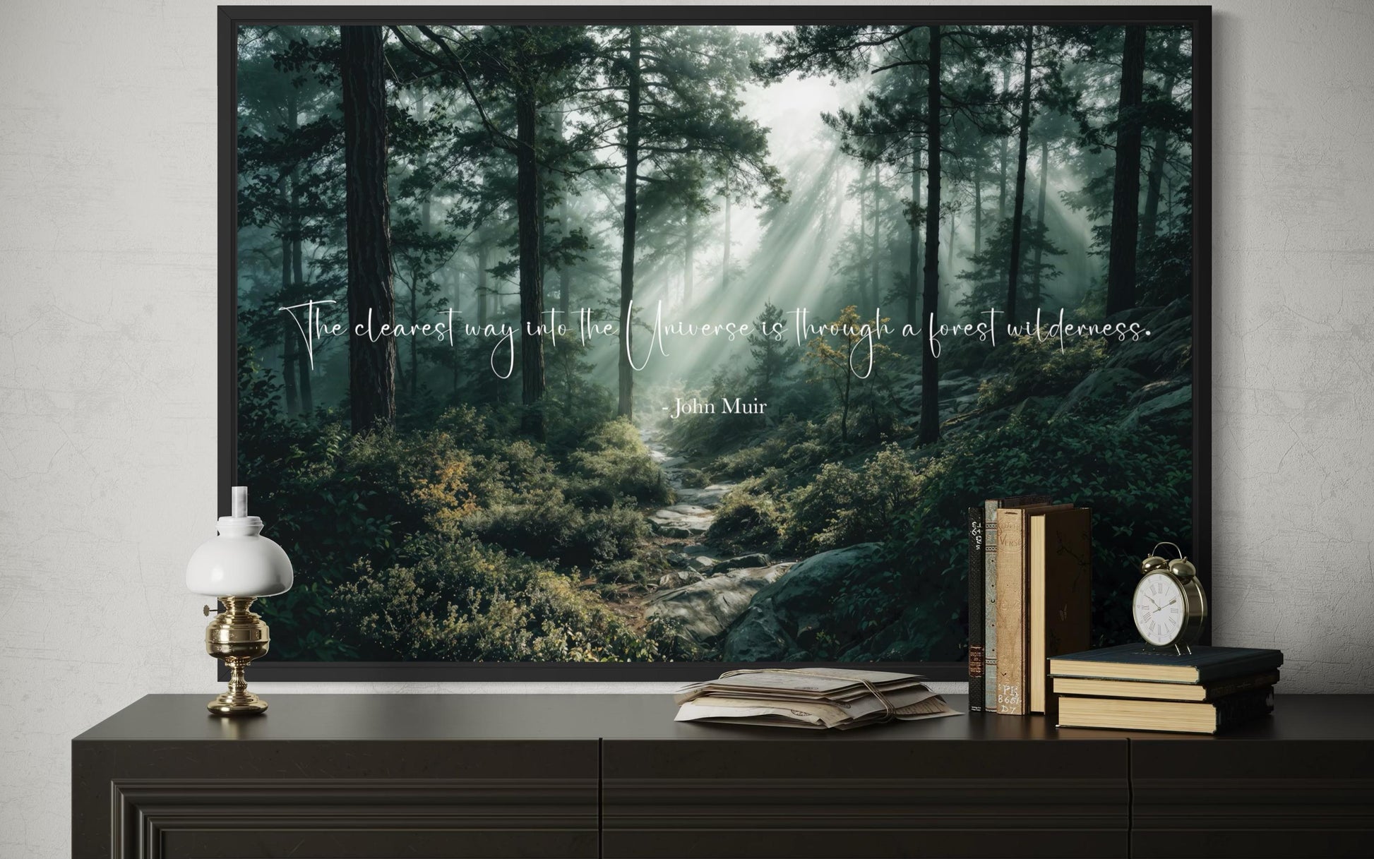 Inspirational John Muir Quote Canvas with Forest Wilderness Wall Art