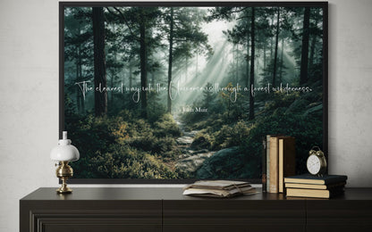 Inspirational John Muir Quote Canvas with Forest Wilderness Wall Art