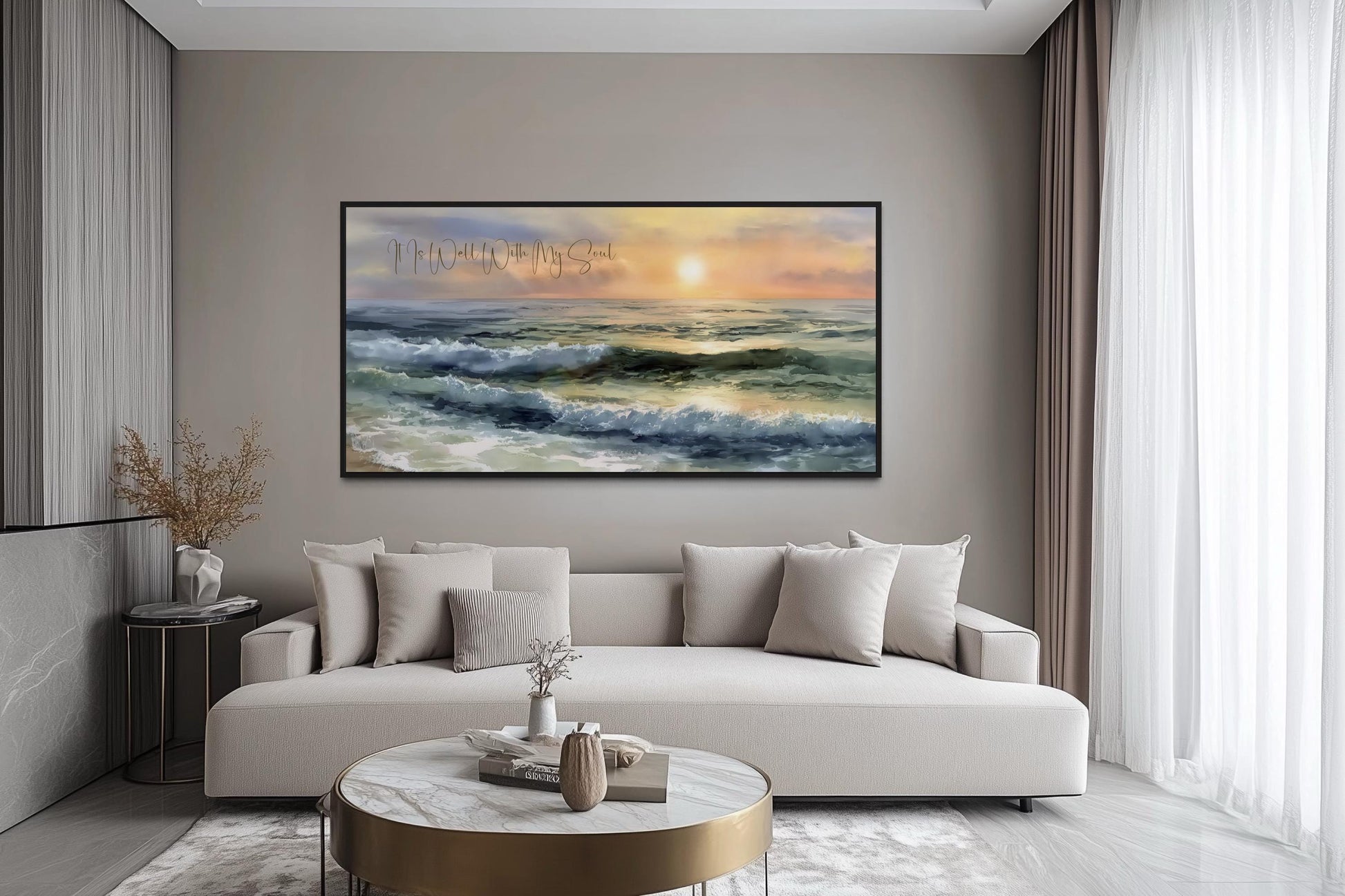 It Is Well With My Soul Wall Art, Peaceful Christian Ocean Seascape