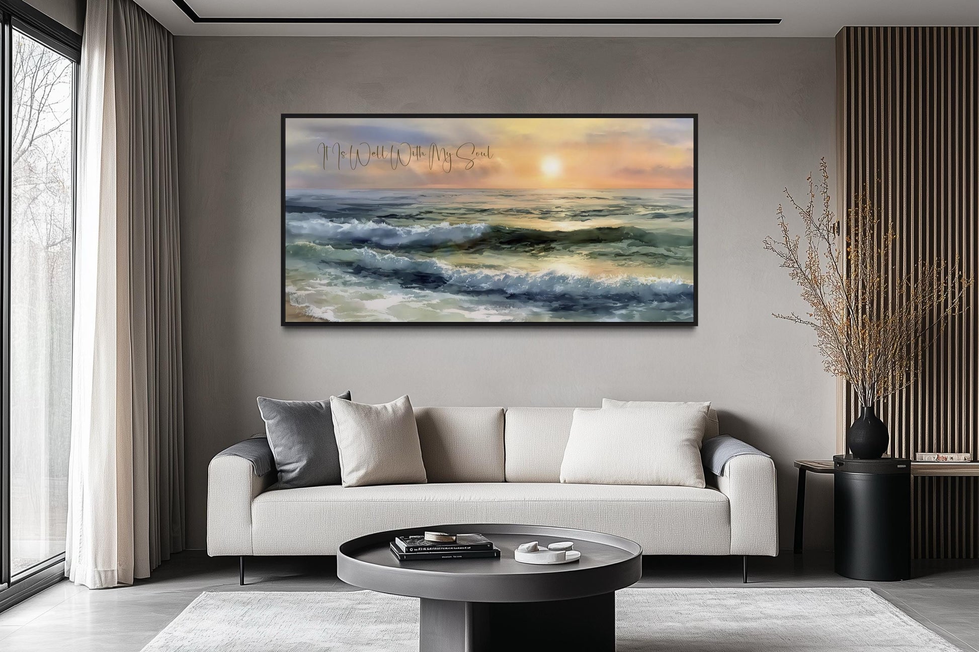 It Is Well With My Soul Wall Art, Peaceful Christian Ocean Seascape