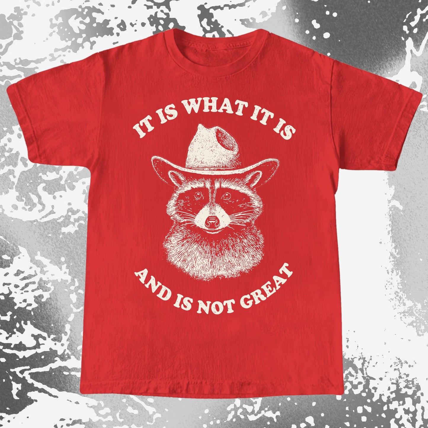 It Is What It Is (And It's Not Great) Raccoon Cowboy Shirt, funny meme tee gift (view 8)