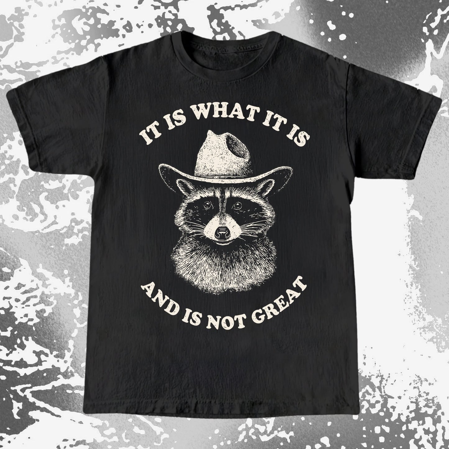 It Is What It Is (And It's Not Great) Raccoon Cowboy Shirt, funny meme tee gift (view 5)