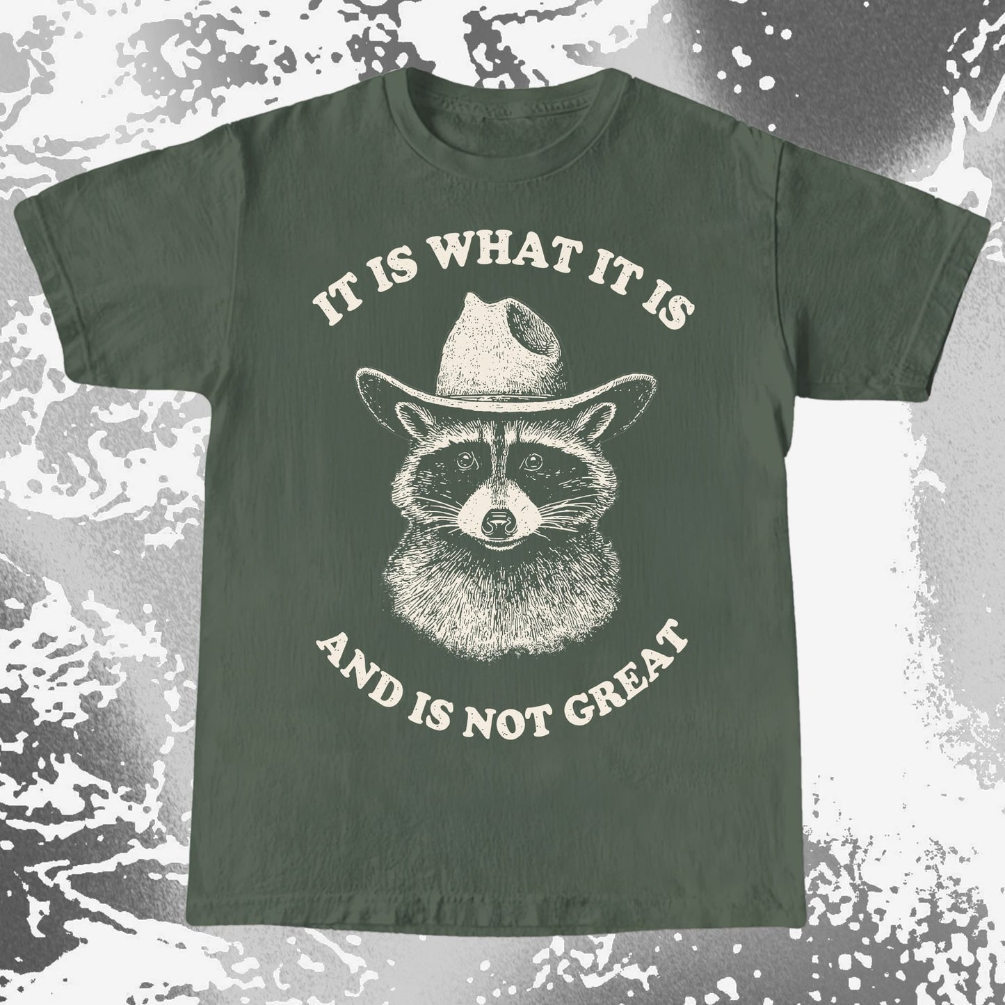 It Is What It Is (And It's Not Great) Raccoon Cowboy Shirt, funny meme tee gift (view 7)
