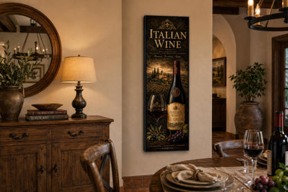 Italian Wine Wall Art - Vertical Wall Decor | Tuscan Vineyard Canvas Print
