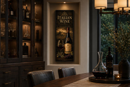 Italian Wine Wall Art - Vertical Wall Decor | Tuscan Vineyard Canvas Print