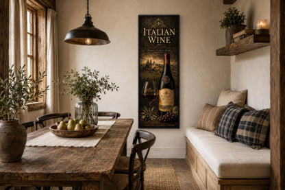 Italian Wine Wall Art - Vertical Wall Decor | Tuscan Vineyard Canvas Print