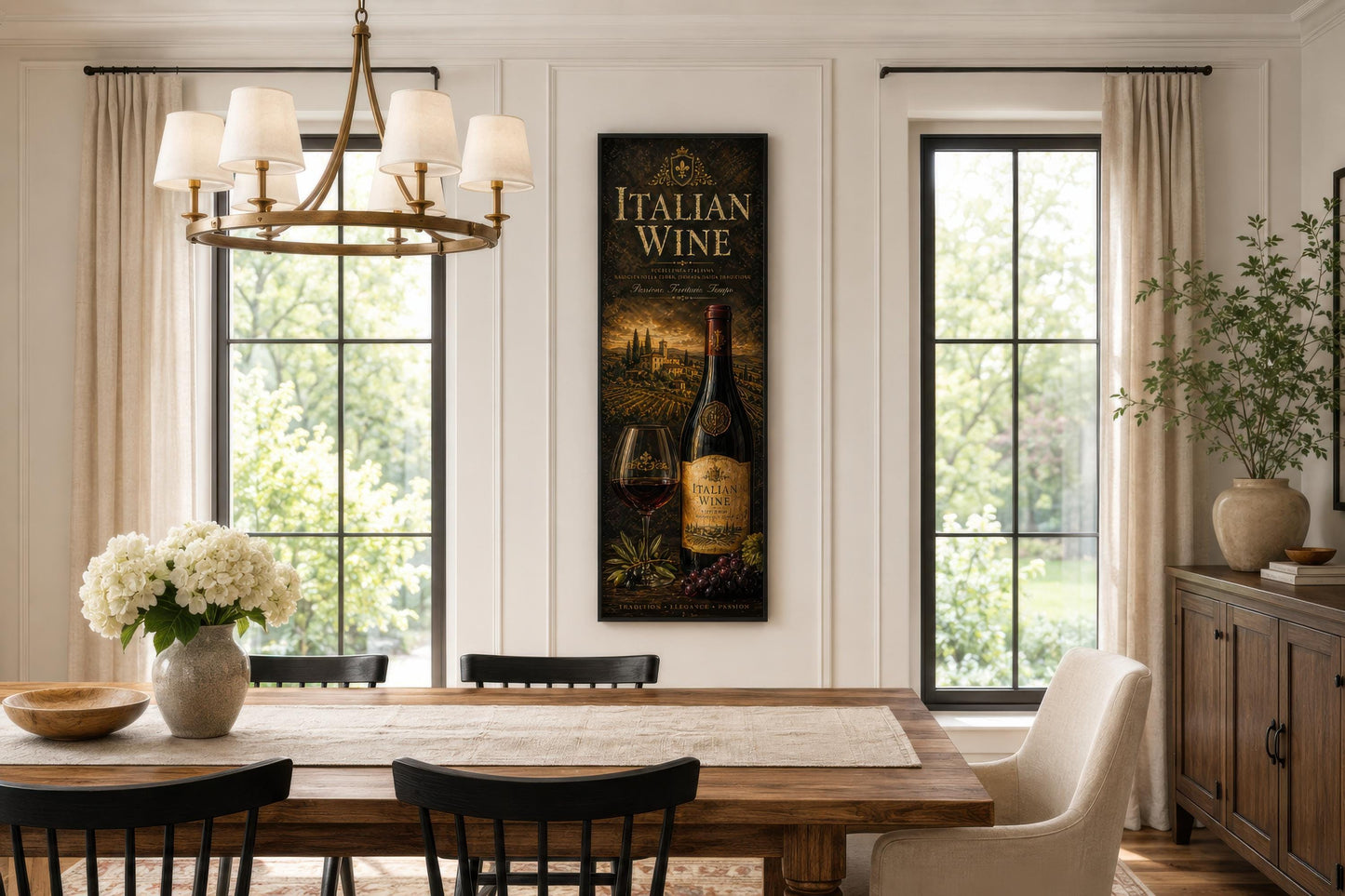 Italian Wine Wall Art - Vertical Wall Decor | Tuscan Vineyard Canvas Print