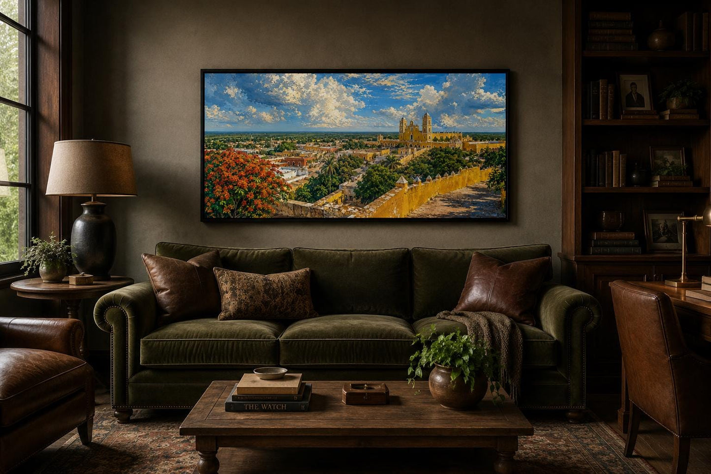 Izamal Cityscape with Yellow Colonial Buildings Mexican Canvas Wall Art