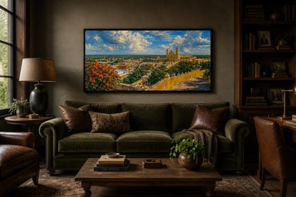 Izamal Cityscape with Yellow Colonial Buildings Mexican Canvas Wall Art