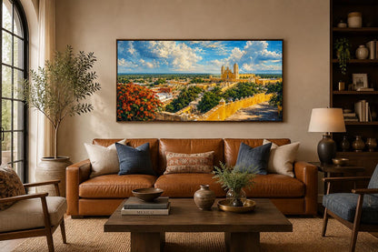 Izamal Cityscape with Yellow Colonial Buildings Mexican Canvas Wall Art