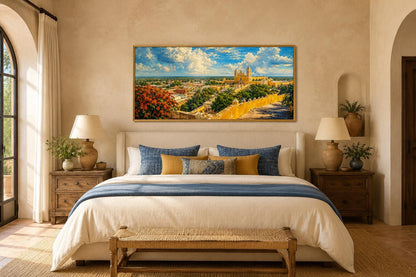 Izamal Cityscape with Yellow Colonial Buildings Mexican Canvas Wall Art