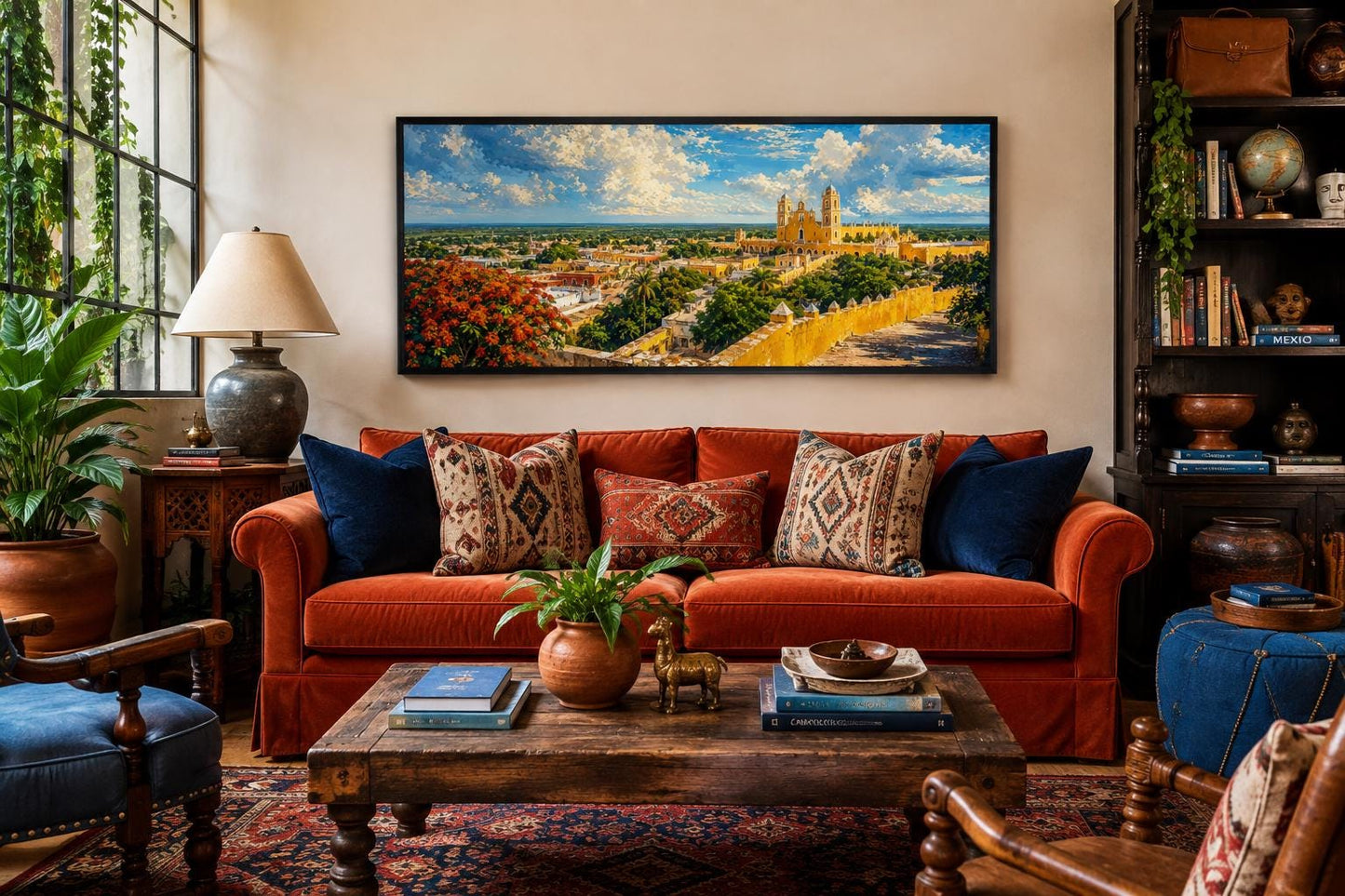 Izamal Cityscape with Yellow Colonial Buildings Mexican Canvas Wall Art