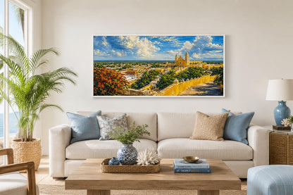 Izamal Cityscape with Yellow Colonial Buildings Mexican Canvas Wall Art