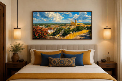 Izamal Cityscape with Yellow Colonial Buildings Mexican Canvas Wall Art