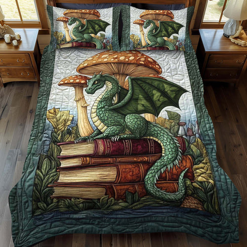 Jade Serpent 3-Piece Quilted Bedding Set - Single (59" x 70")