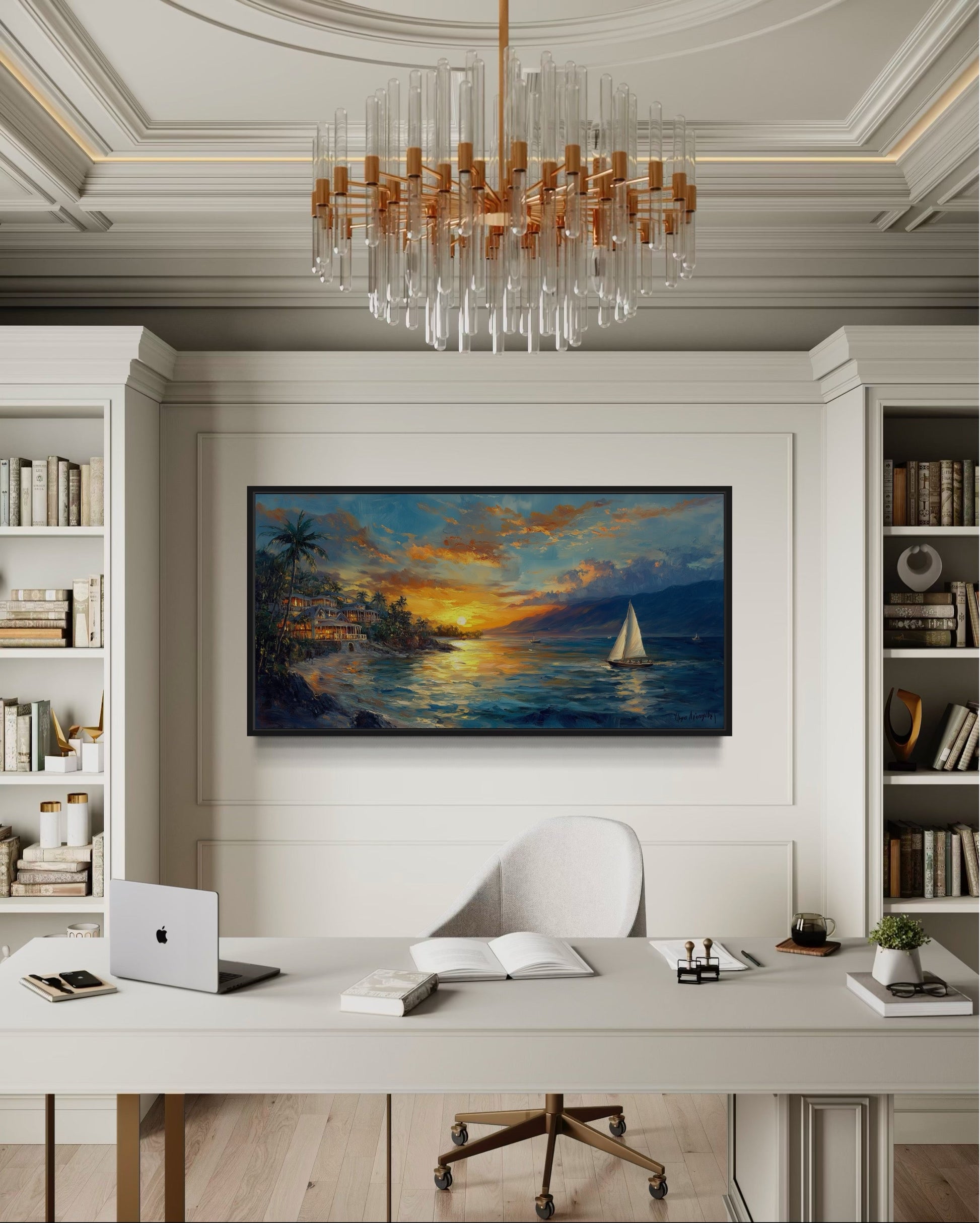Jamaican Sunset Beach Art – Vibrant Tropical Wall Art | Framed Canvas Decor