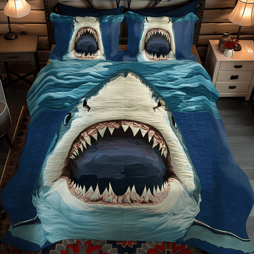 Jaws Quilted Bedding Set - Single (59" x 70")