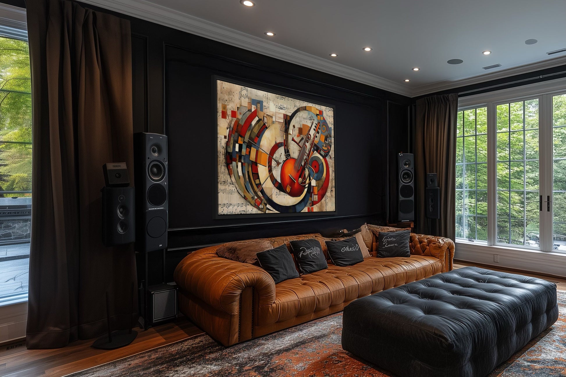 Jazz Musical Instruments Abstract Framed Canvas Wall Art