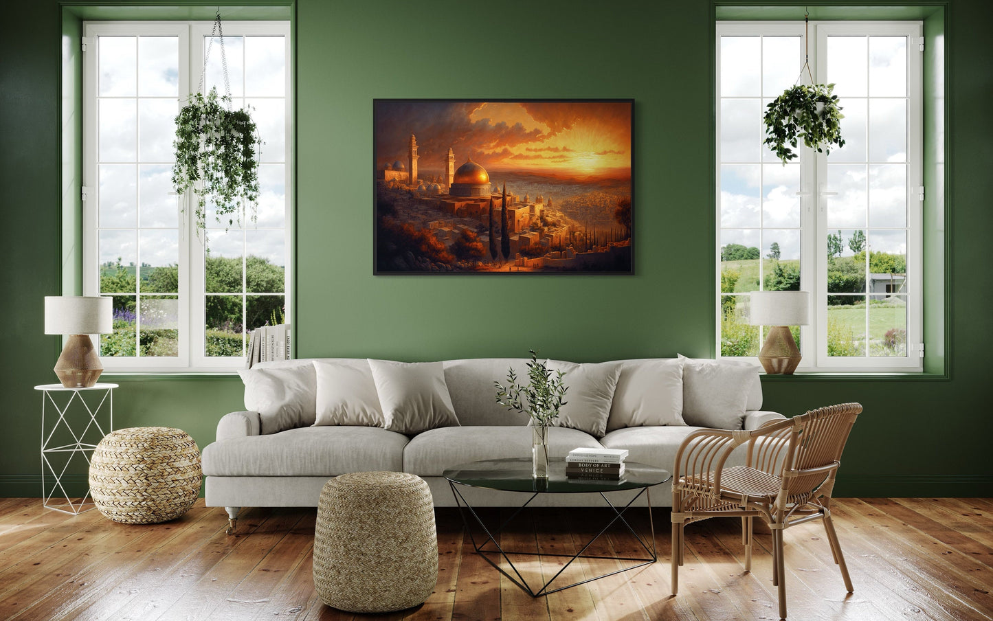 Jerusalem Old City Temples At Sunset Painting Canvas Wall Art