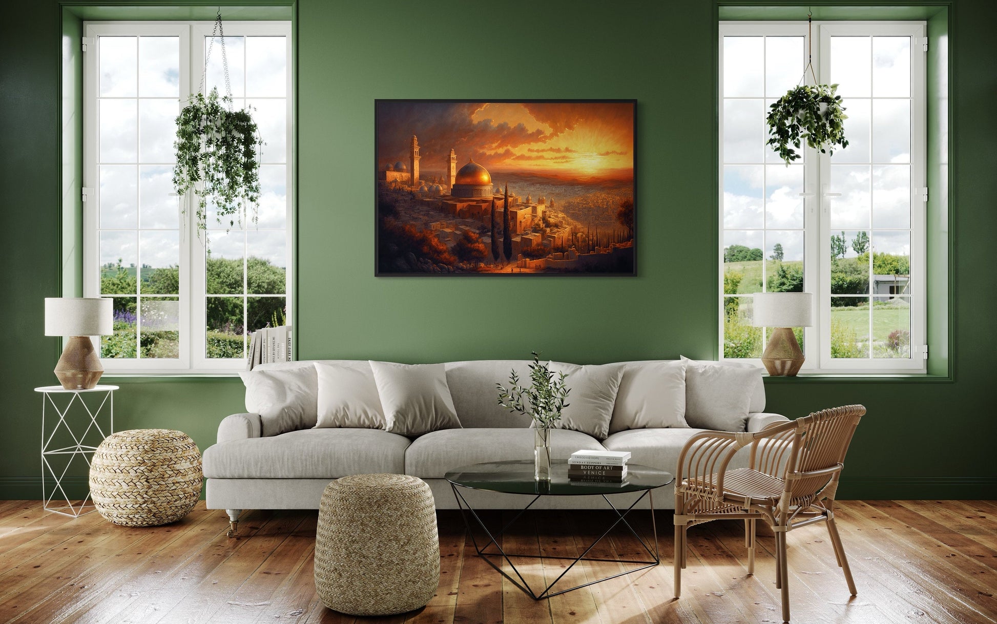 Jerusalem Old City Temples At Sunset Painting Canvas Wall Art