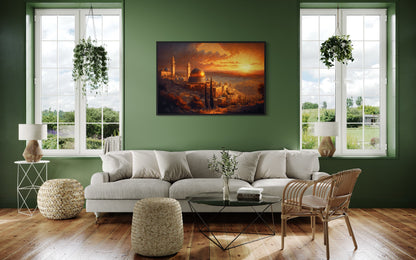 Jerusalem Old City Temples At Sunset Painting Canvas Wall Art