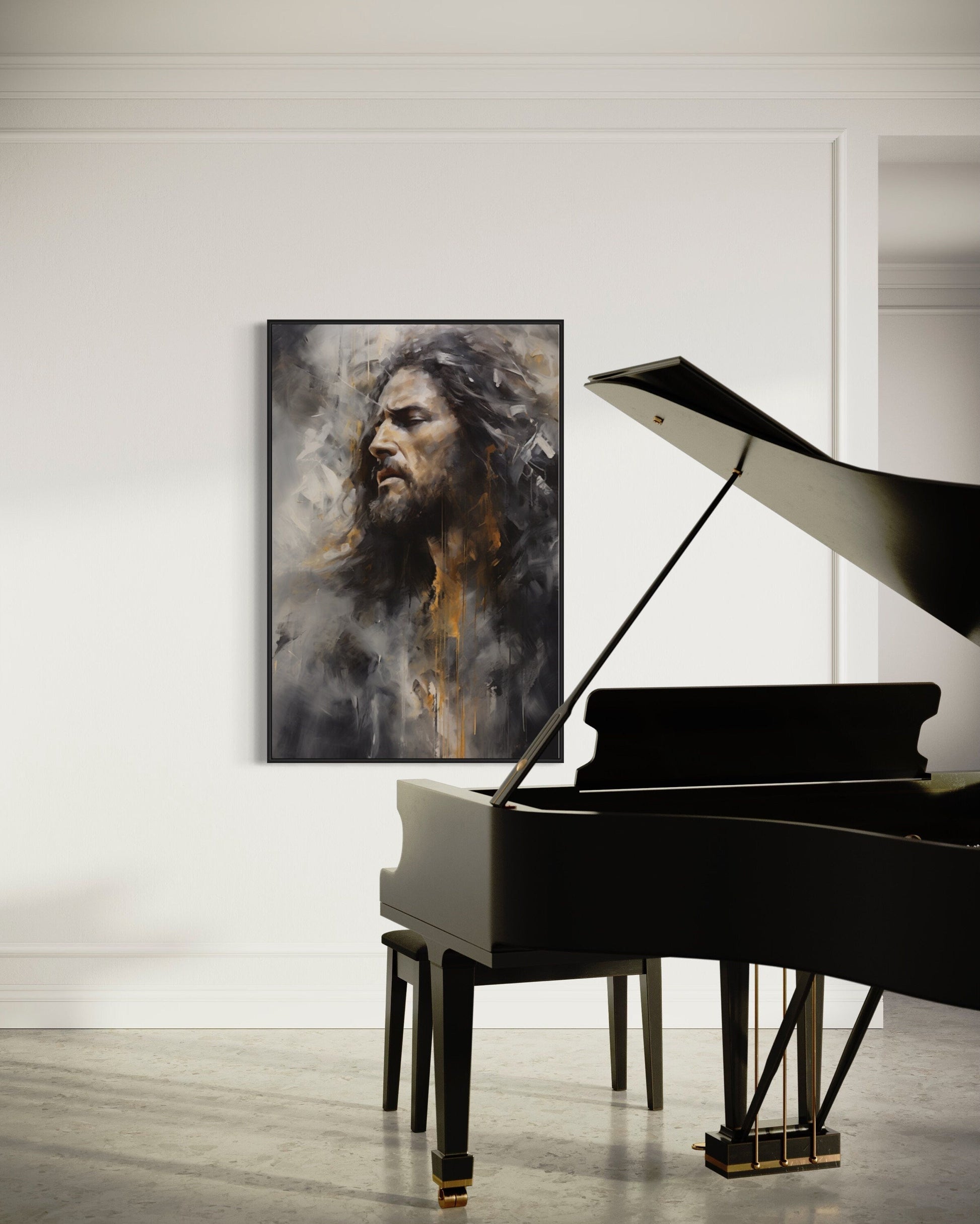 Jesus Christ Abstract Modern Christian Framed Canvas Wall Art