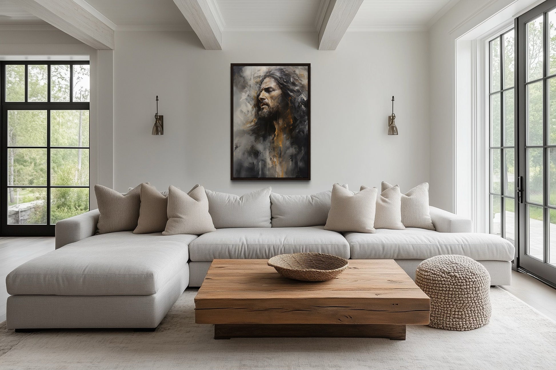Jesus Christ Abstract Modern Christian Framed Canvas Wall Art