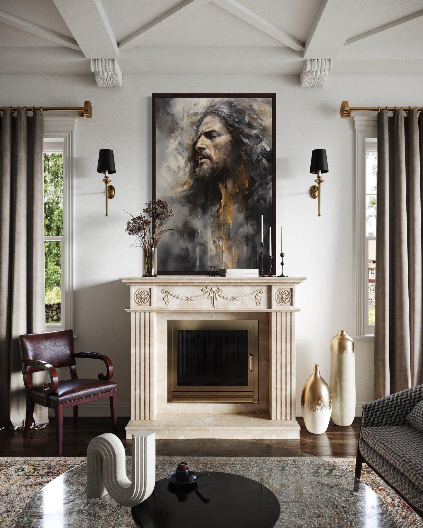 Jesus Christ Abstract Modern Christian Framed Canvas Wall Art