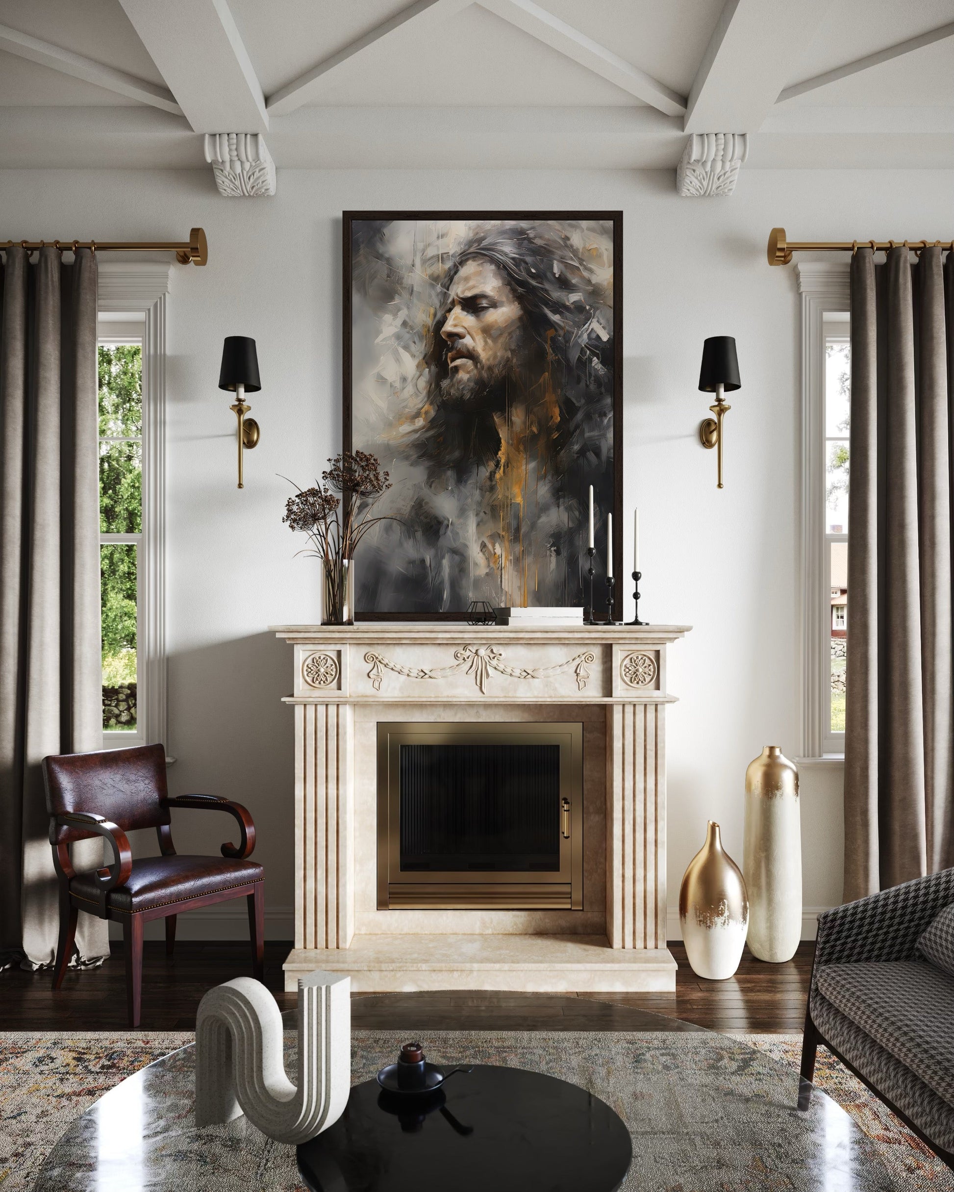 Jesus Christ Abstract Modern Christian Framed Canvas Wall Art