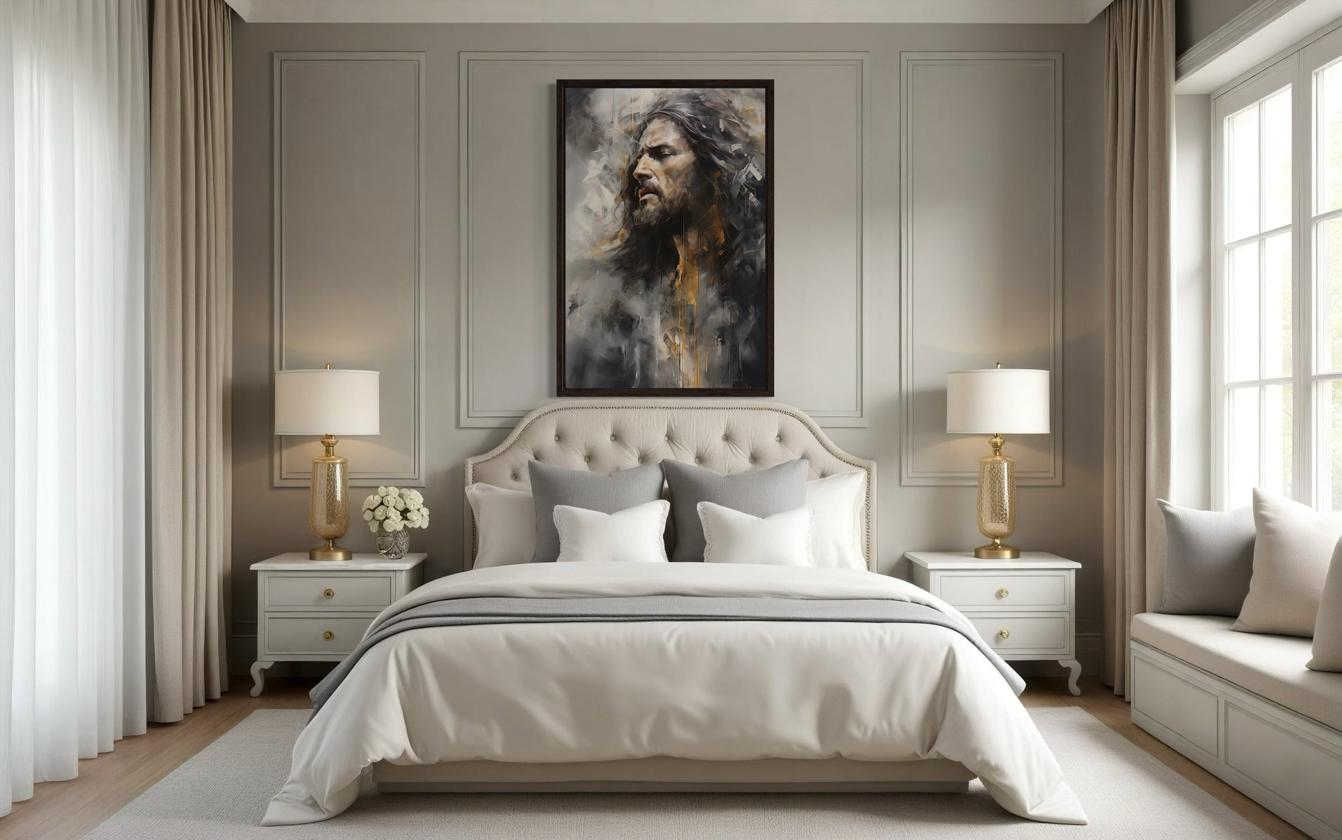 Jesus Christ Abstract Modern Christian Framed Canvas Wall Art