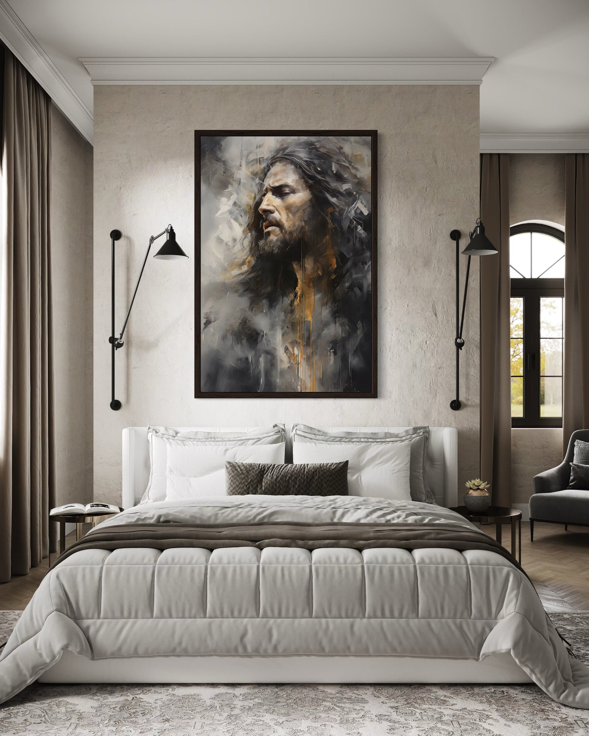 Jesus Christ Abstract Modern Christian Framed Canvas Wall Art