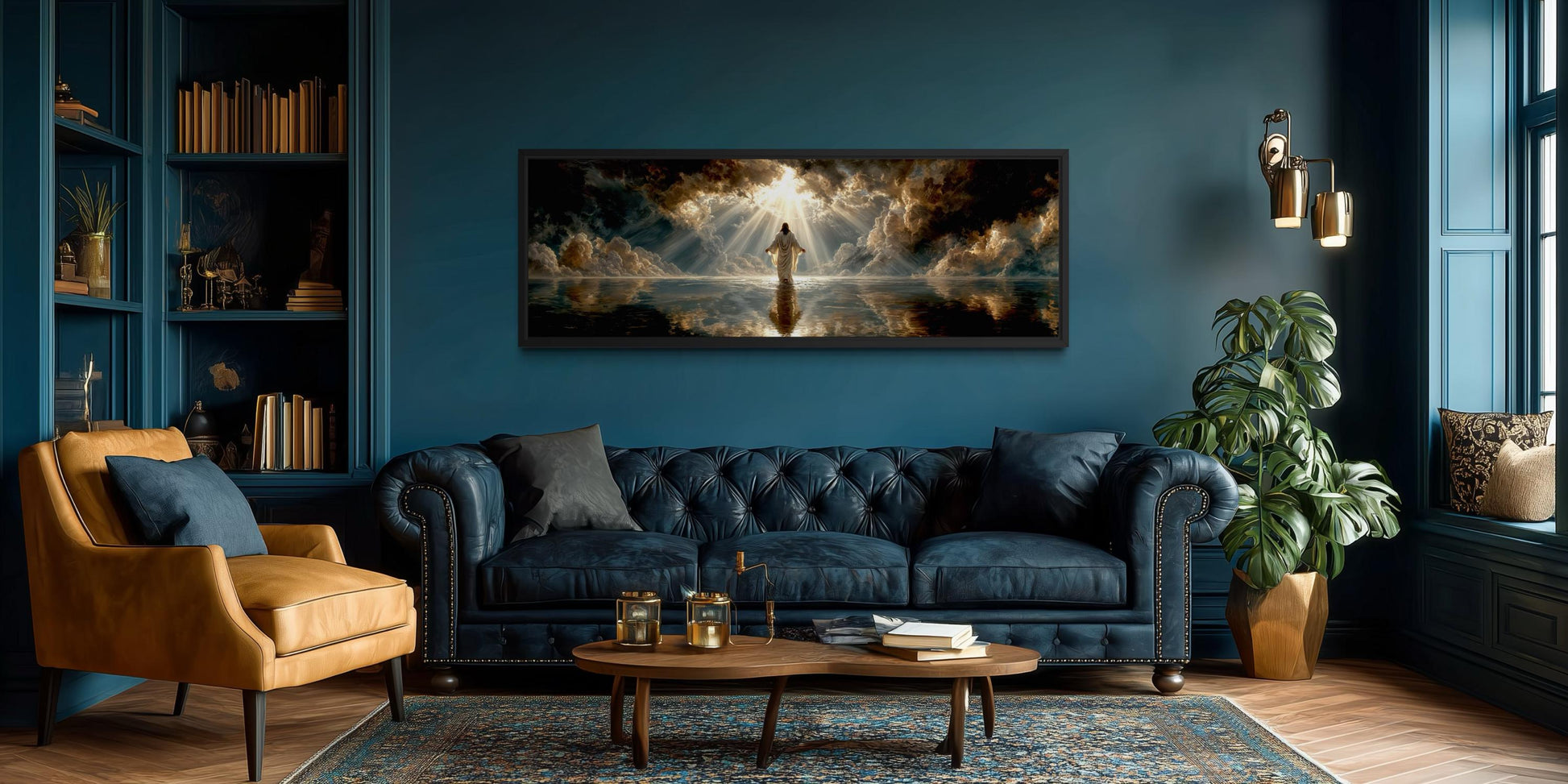 Jesus Walking On Water Art - Panoramic Christian Wall Decor Canvas Print