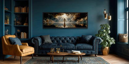Jesus Walking On Water Art - Panoramic Christian Wall Decor Canvas Print