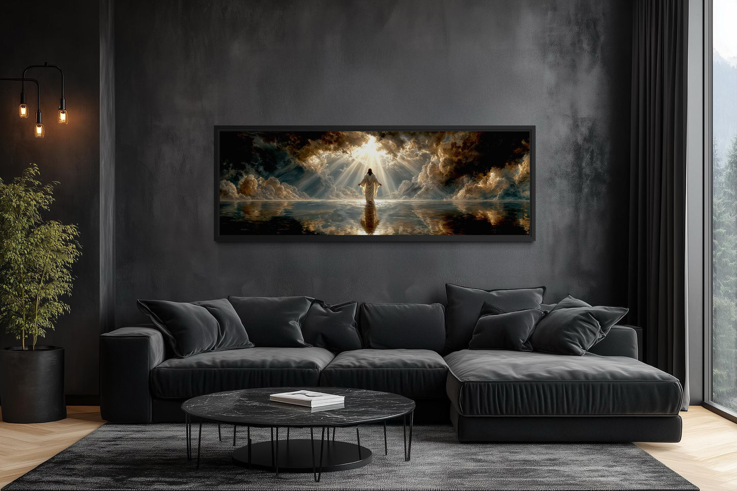 Jesus Walking On Water Art - Panoramic Christian Wall Decor Canvas Print