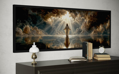 Jesus Walking On Water Art - Panoramic Christian Wall Decor Canvas Print