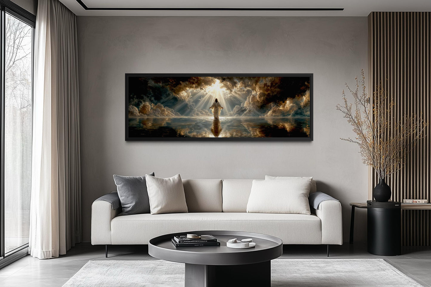 Jesus Walking On Water Art - Panoramic Christian Wall Decor Canvas Print