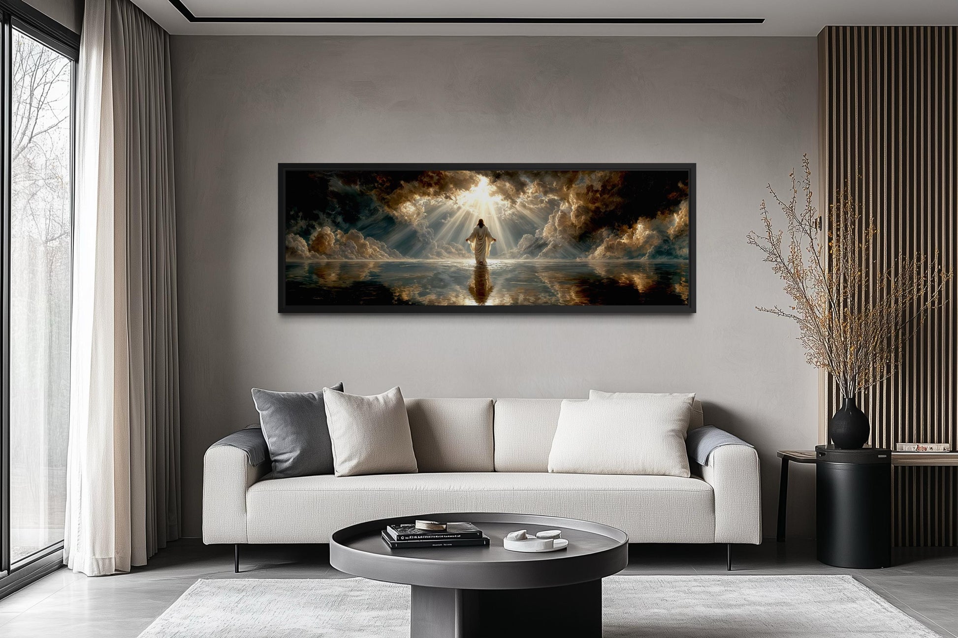 Jesus Walking On Water Art - Panoramic Christian Wall Decor Canvas Print