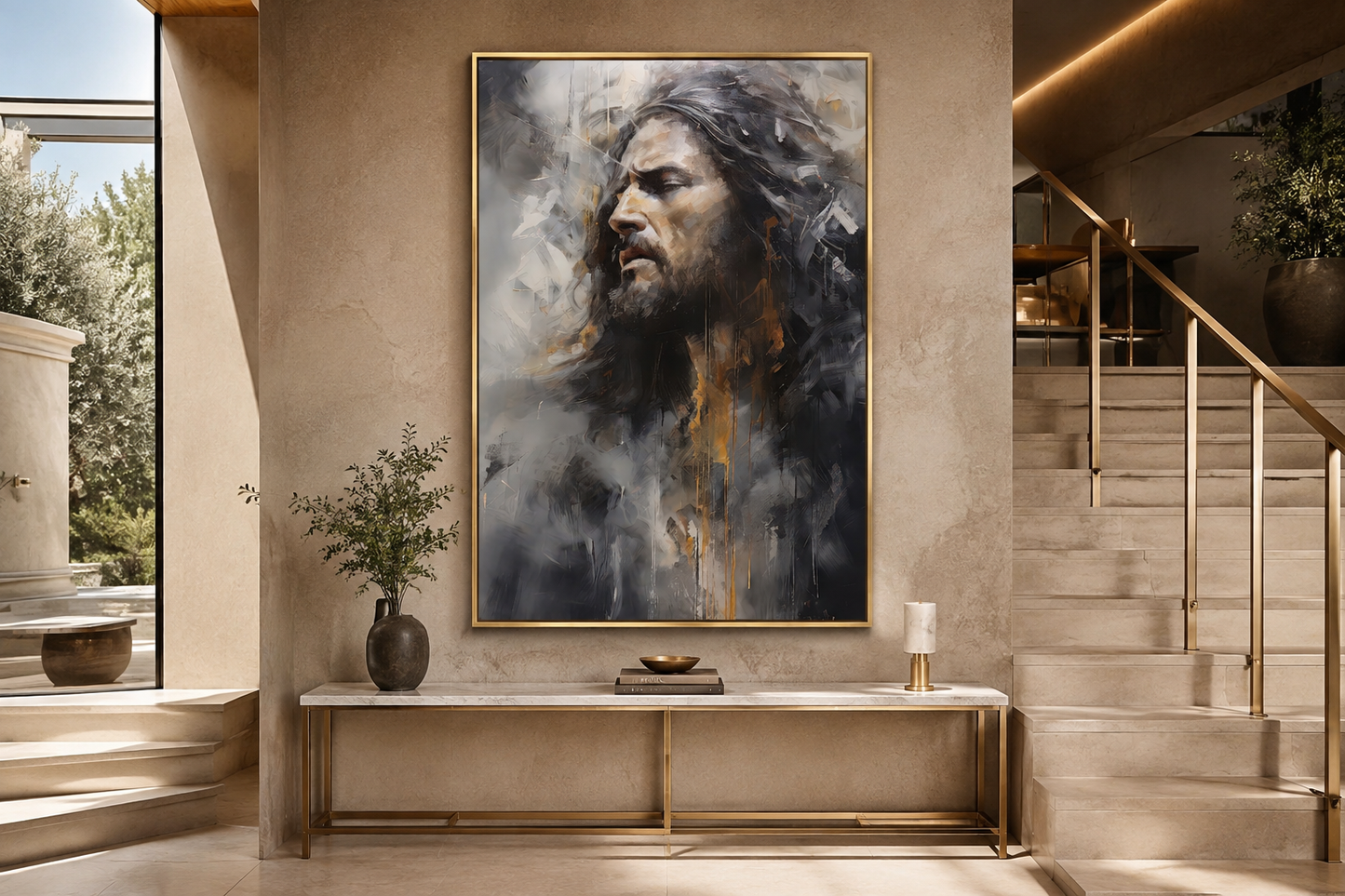 Jesus Christ Abstract Modern Christian Framed Canvas Wall Art
