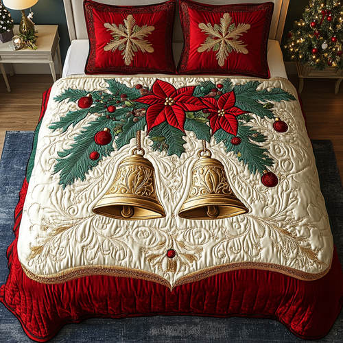 Joyful Bells 3-Piece Quilted Bedding Set - Single (59" x 70")