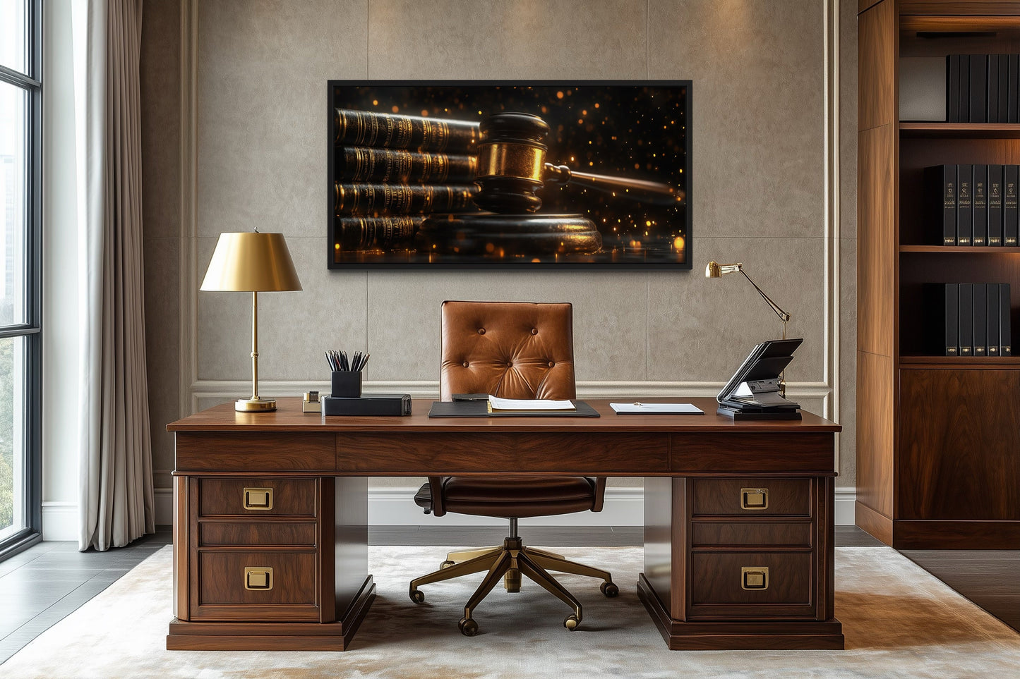 Judge Gavel For Lawyer Office Framed Canvas Wall Decor