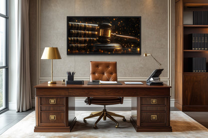 Judge Gavel For Lawyer Office Framed Canvas Wall Decor