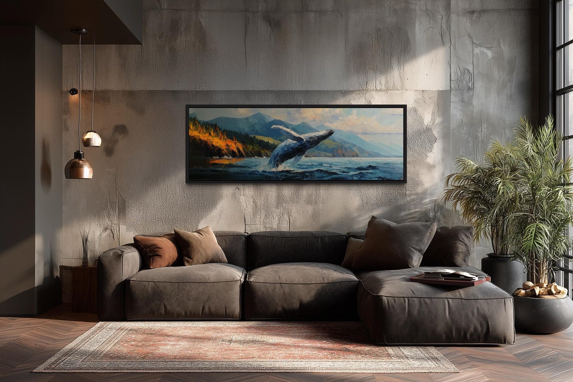 Jumping Whale In Vancouver Long Horisontal Canada Canvas Wall Art