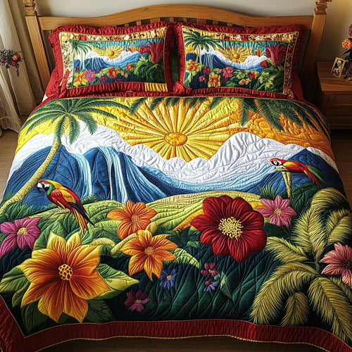 Jungle Sunrise 3-Piece Quilted Bedding Set - Single (59" x 70")