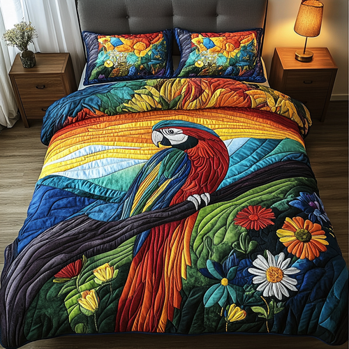 Jungle Whisper 3-Piece Quilted Bedding Set - Single (59" x 70")
