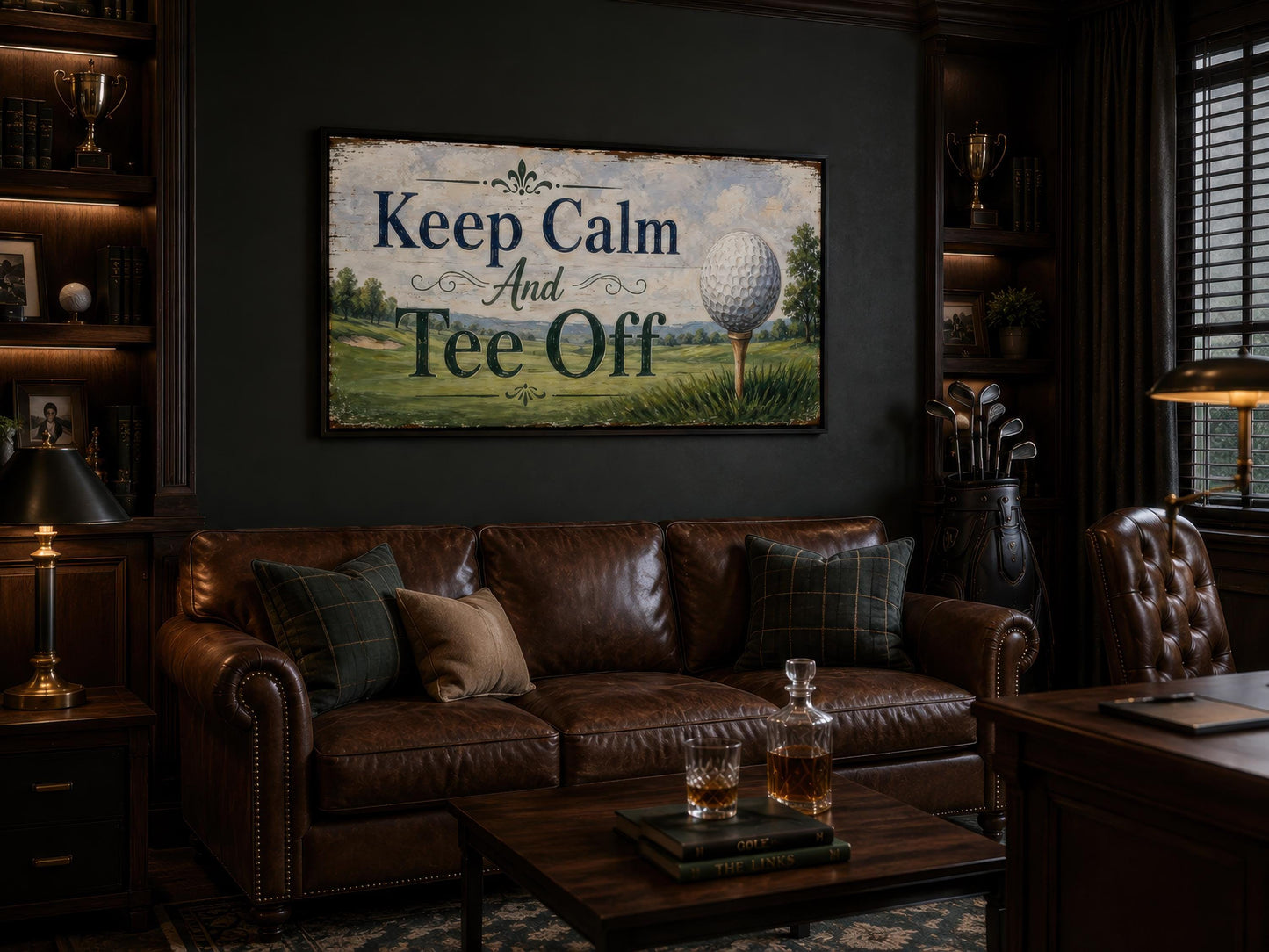 Keep Calm Tee Off | Funny Golf Sign Wall Art for Man Cave & Home Office Decor