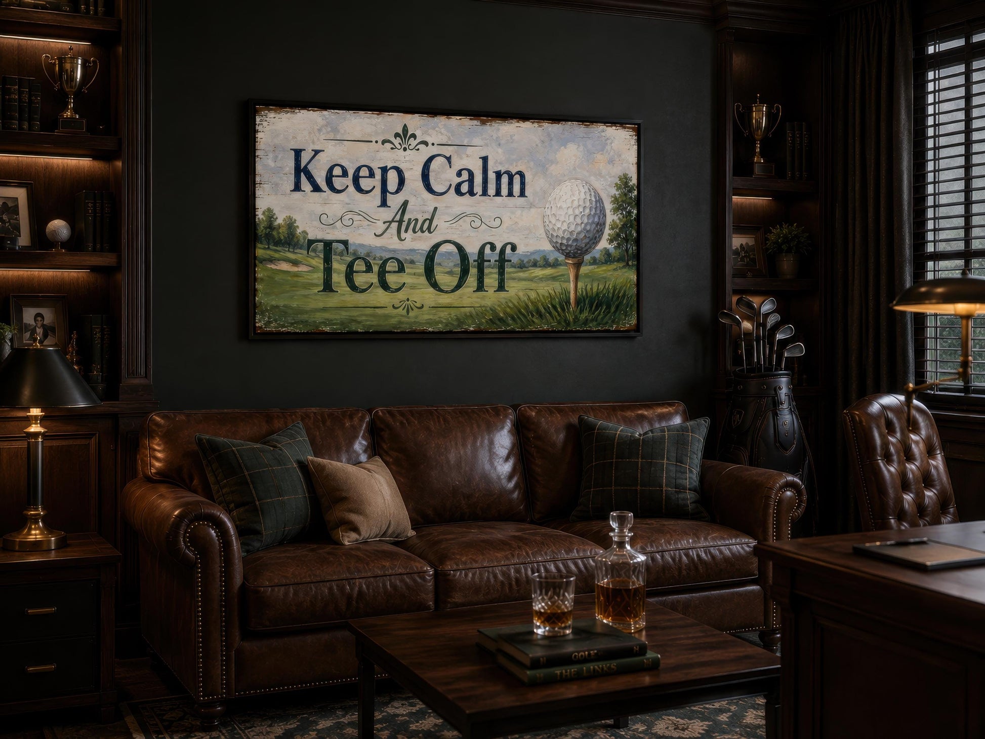Keep Calm Tee Off | Funny Golf Sign Wall Art for Man Cave & Home Office Decor
