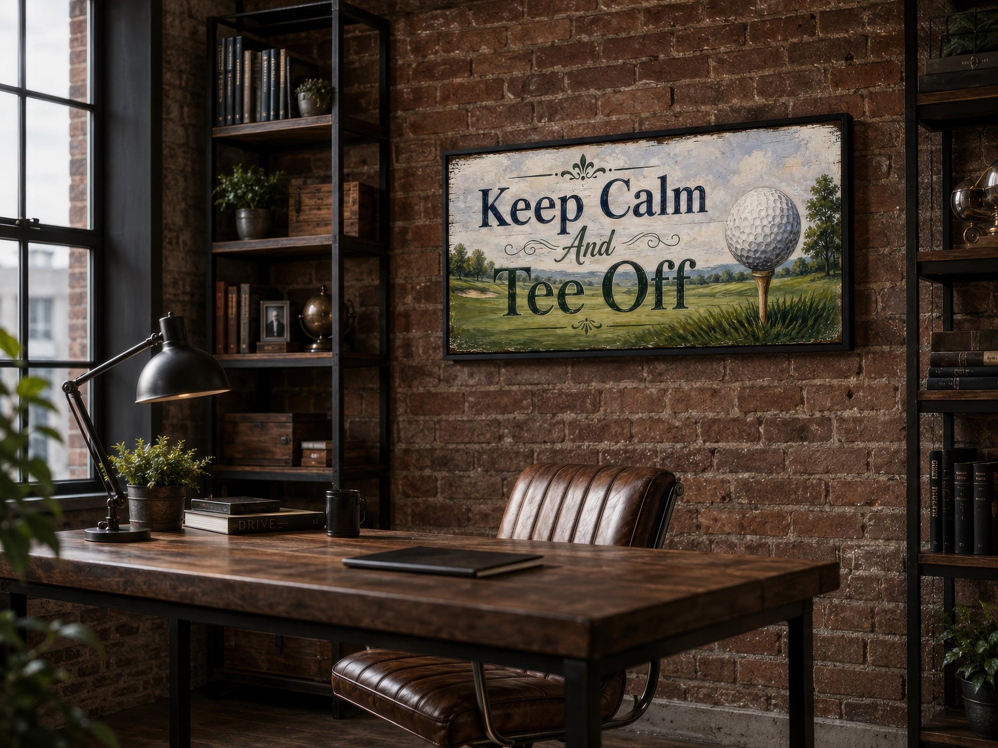 Keep Calm Tee Off | Funny Golf Sign Wall Art for Man Cave & Home Office Decor
